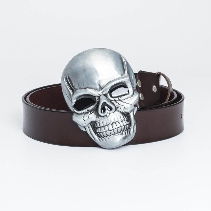 Retro Cowhide Ghost Head Belt