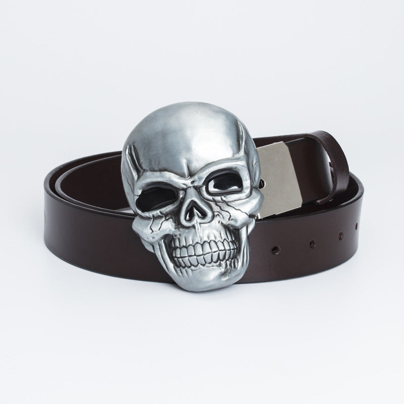 Retro Cowhide Ghost Head Belt