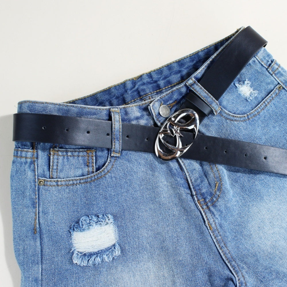 Silver Chromic Art Buckle Belt